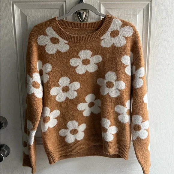 Floral Patterned Brown Sweater - Picture 1 of 1